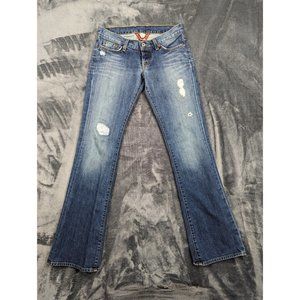 Vintage Lucky Brand Jeans Womens 4 Dungarees Lil Maggie Jean Bootcut Flare Blue